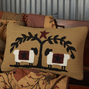 Heritage Farms Sheep and Star Hooked Pillow 14